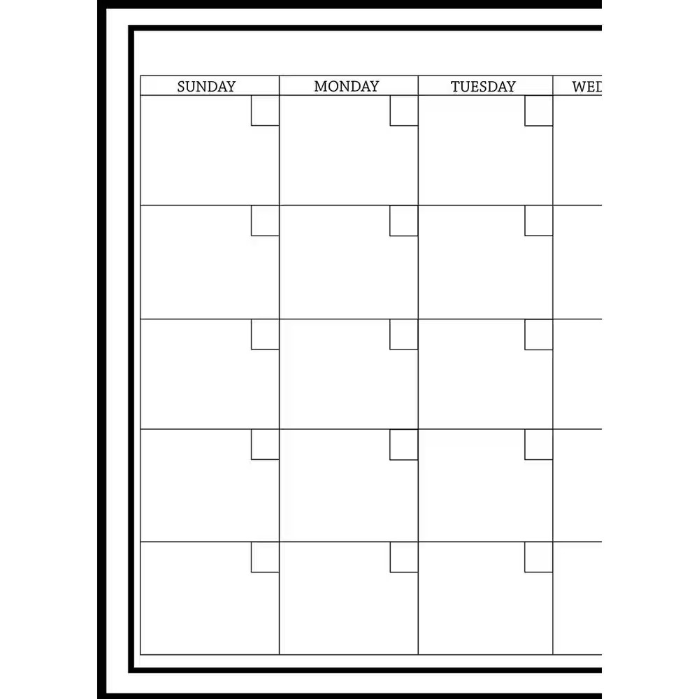 24 In. X 36 In. White Monthly Calendar Memo Board