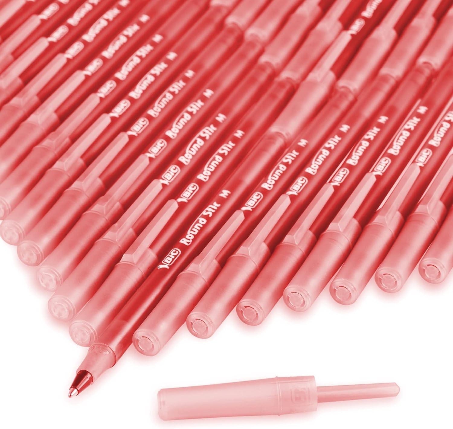 10-Count BIC Round Stic Xtra Life Red Ballpoint Pens, Medium Point (1.0mm)