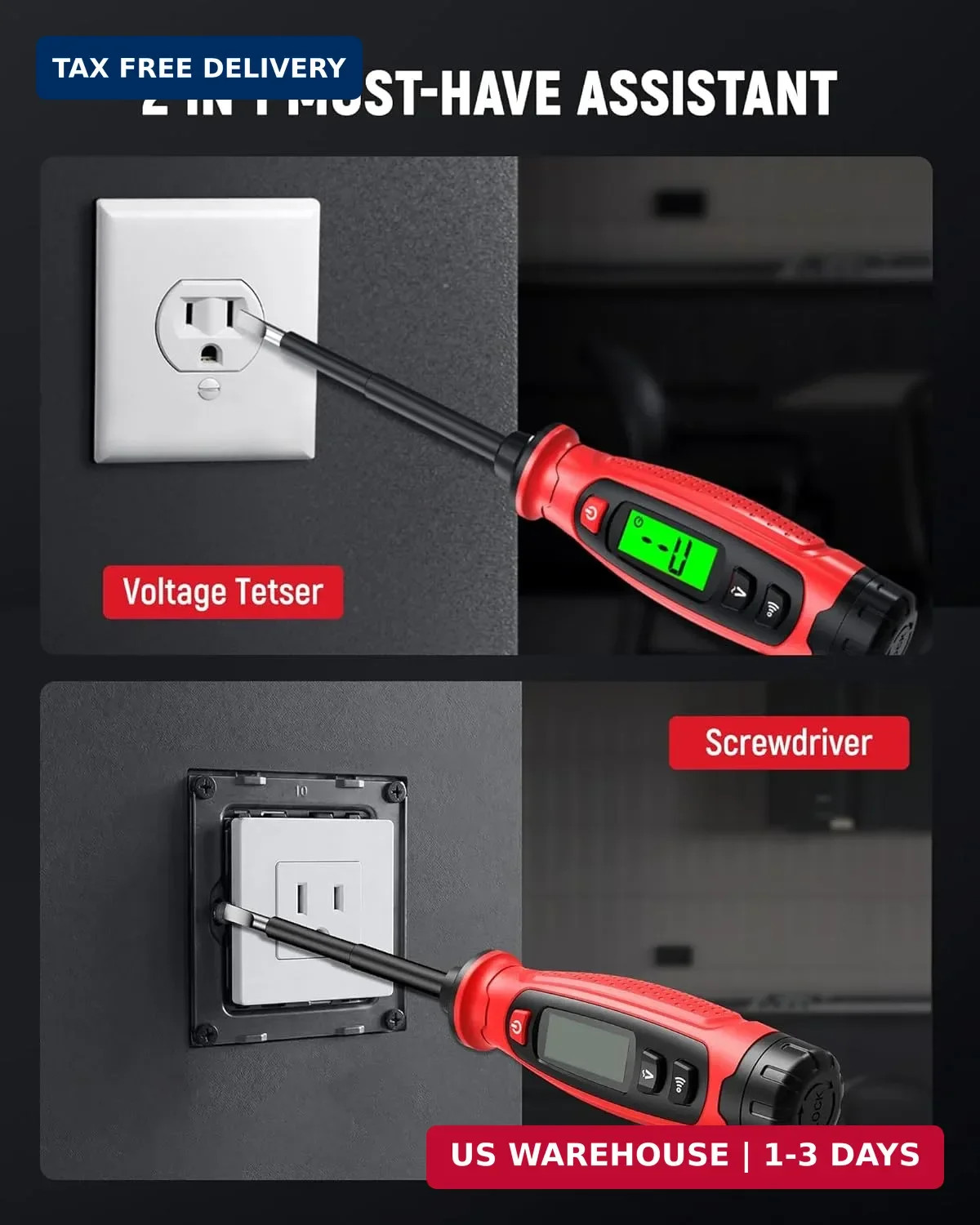 KAIWEETS 2-in-1 Voltage Tester Screwdriver LCD Non Contact Detector Pen