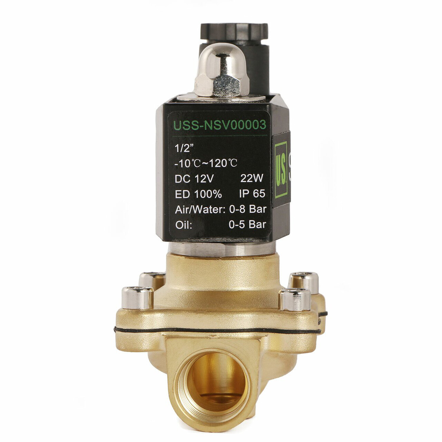 U.S. SOLID 1/2″ NPT Electric Solenoid Valve 12V DC Normally Closed Brass