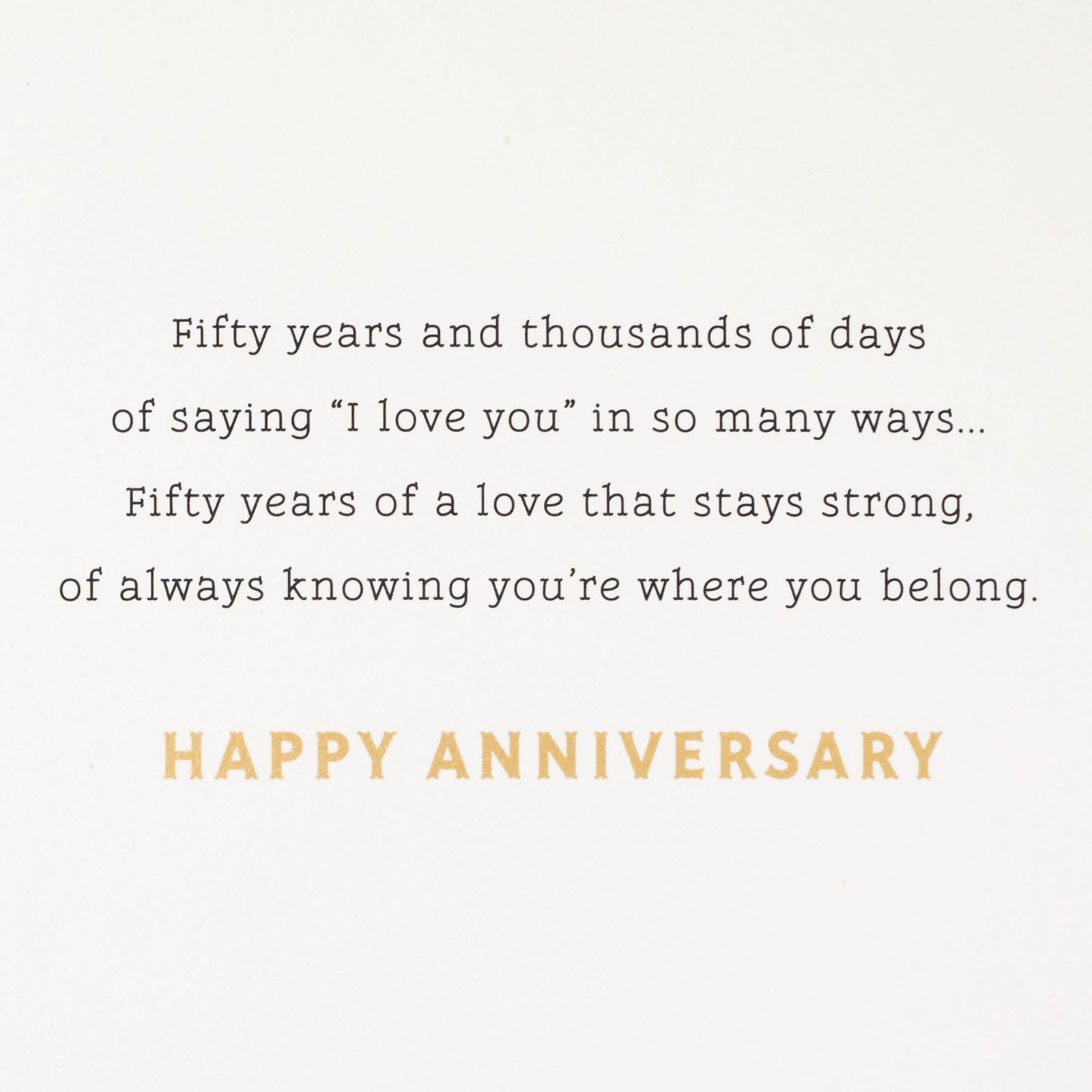 Hallmark 50th Anniversary Card 5 inches x 7.2 inches, Golden