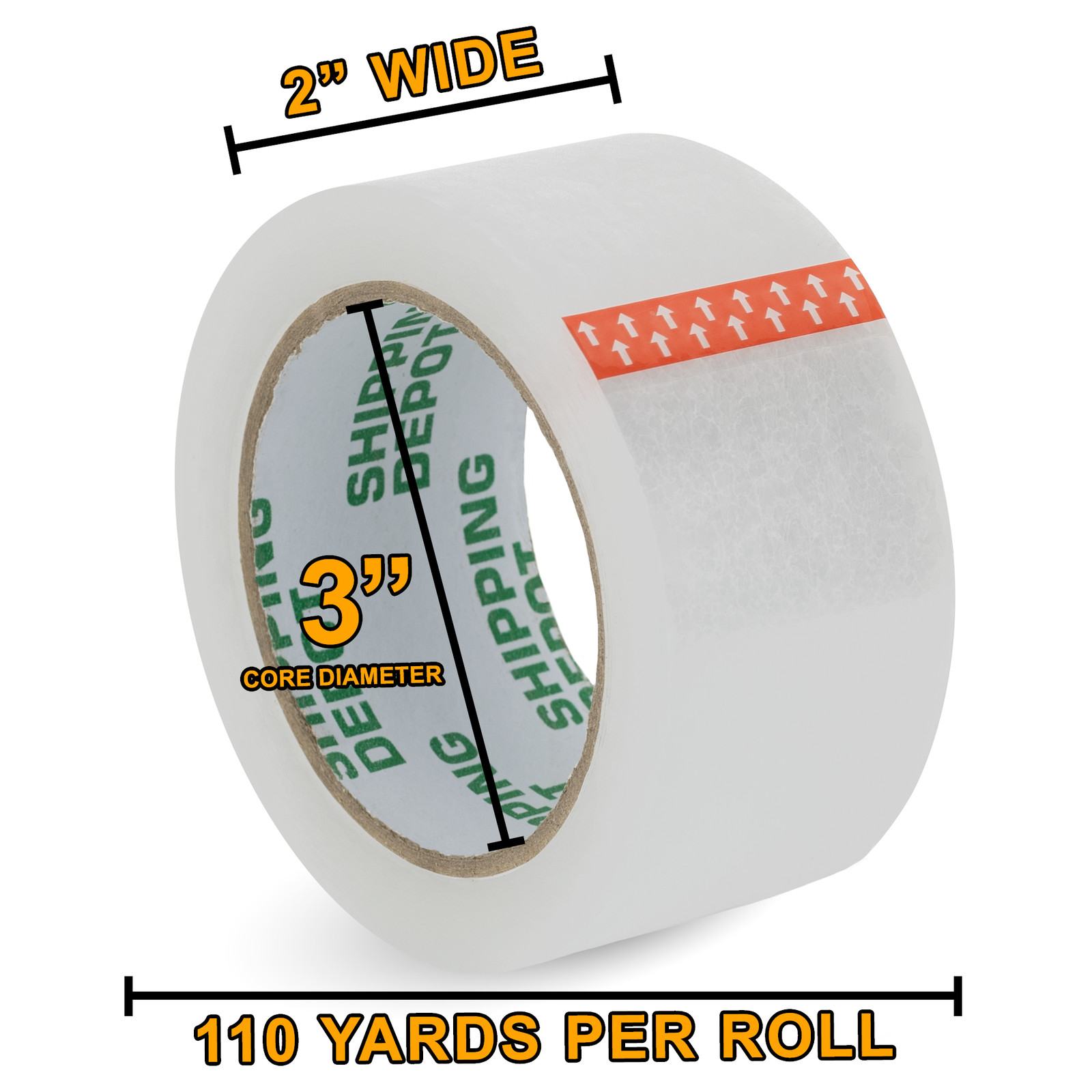216 Rolls 2″x110yd Sealing Acrylic Carton Box Shipping Depot Packing Tape 2mil