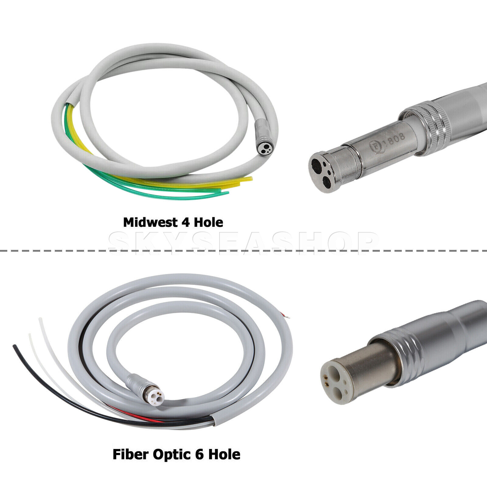 Dental High Speed Handpiece Tubing Hose Midwest 4 Hole Fiber Optic 6 Pin 2 Holes