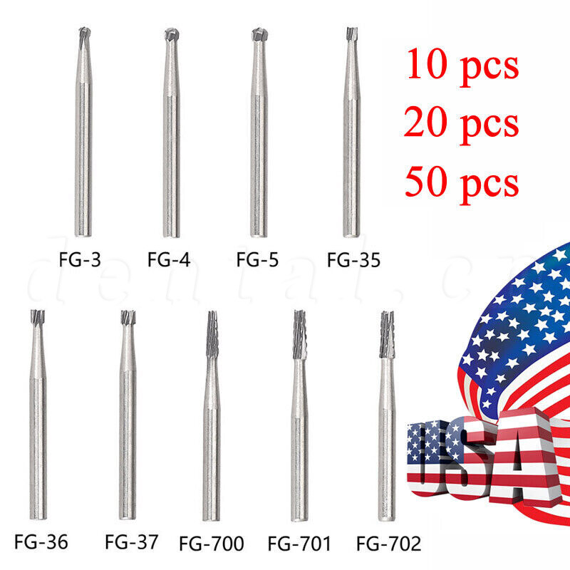 10-100 pcs Dental Tungsten Steel Carbide Crown Metal Cutting Burs For High Speed