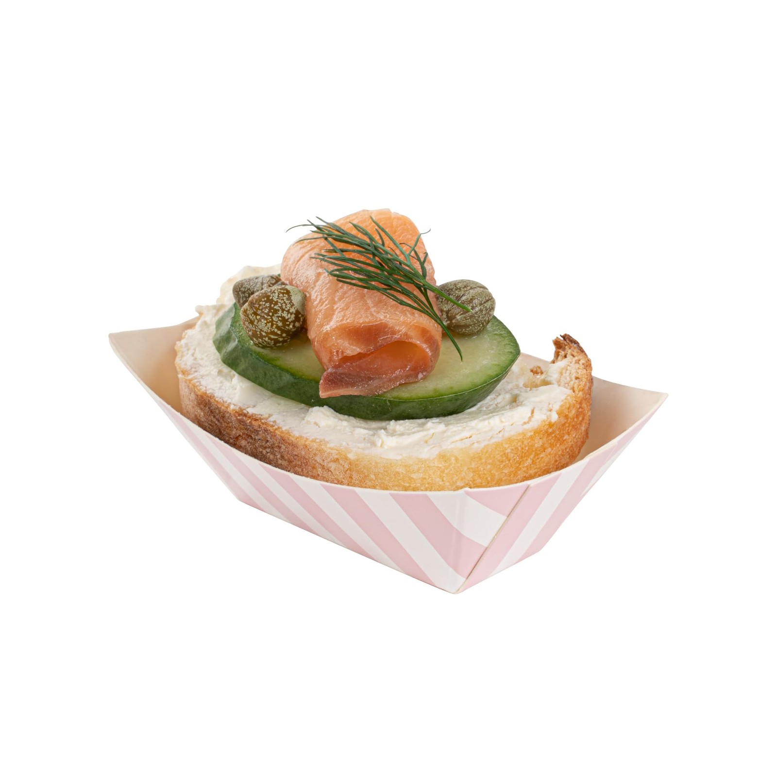 Restaurantware Bio Tek 2oz Disposable Paper Food Boats – Pink & White Stripe