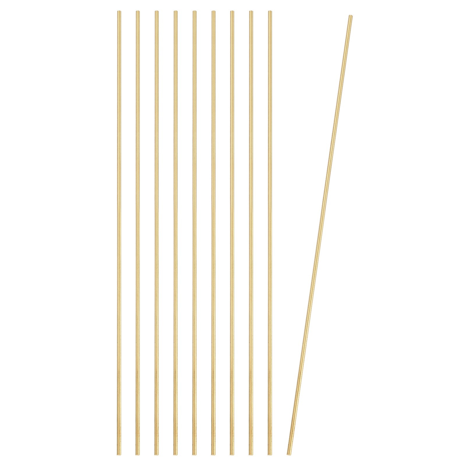 10 Pcs 3mm Dia. 32cm / 12.6 Inch Length Round Brass Rods, Brassy