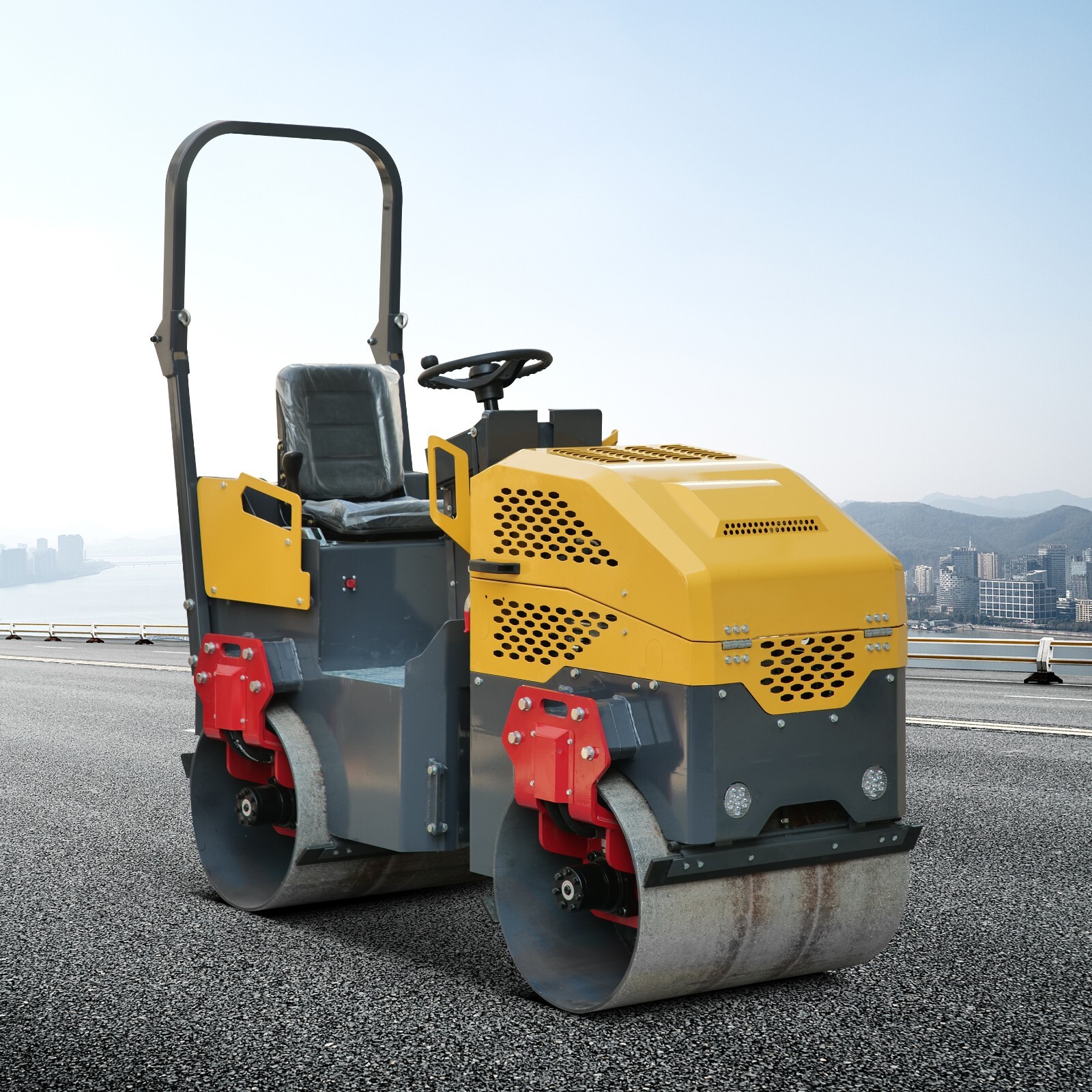 Factory Direct Sale Garden Soil Asphalt 1.5 Ton Vibrating Drum roller
