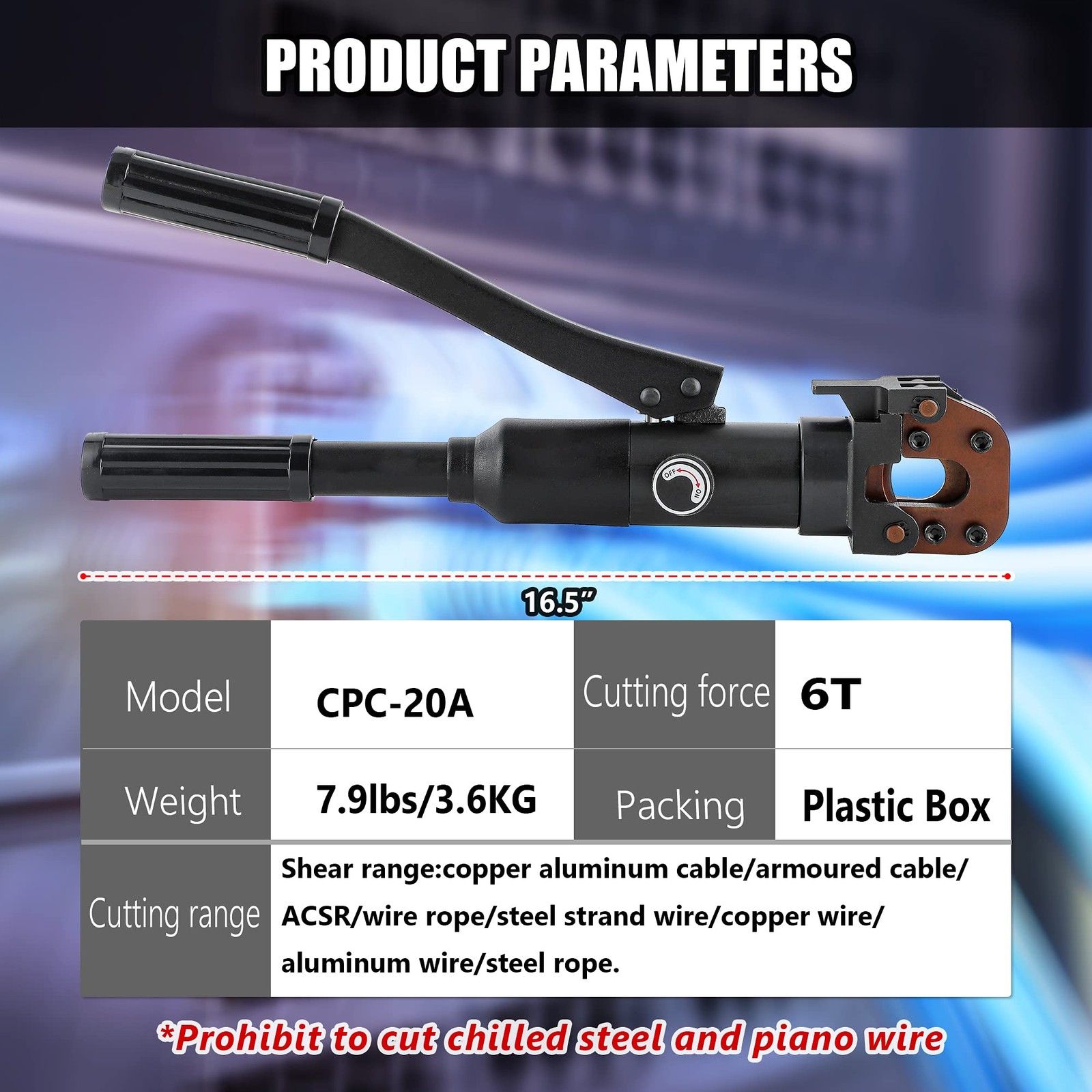 NEWTRY Hydraulic Cable Cutter φ25/32″ 60KN