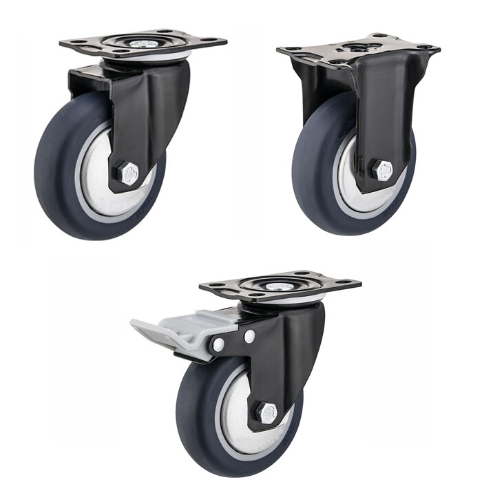 2 / 4 Pack Heavy Duty Swivel Plate Caster Wheels 3″ 4″ 5″ Polyurethane Wheels PU