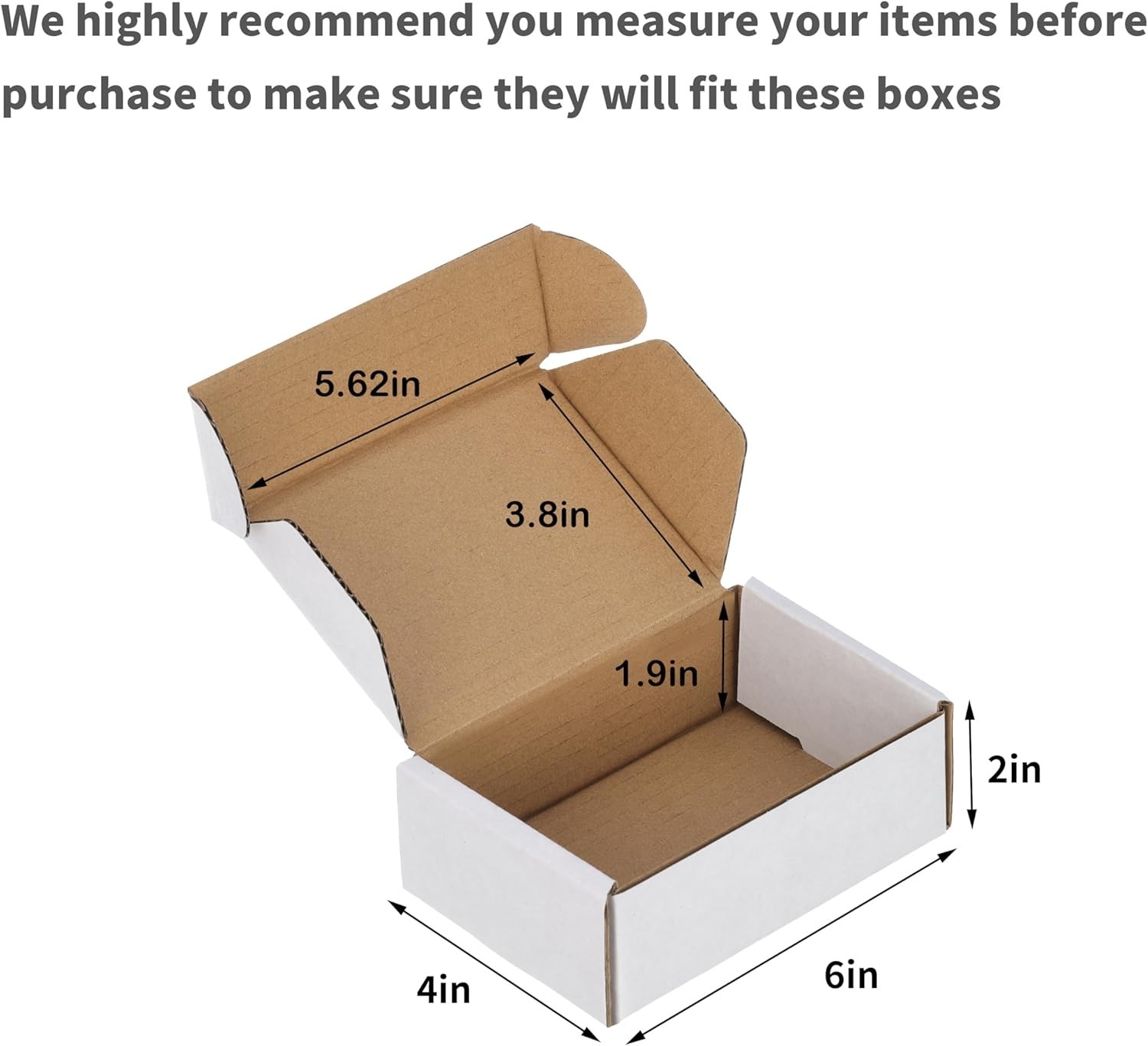 25 Pack 6x4x2 White Corrugated Shipping Mailer Packing Box Boxes 6″ x 4″ x 2″