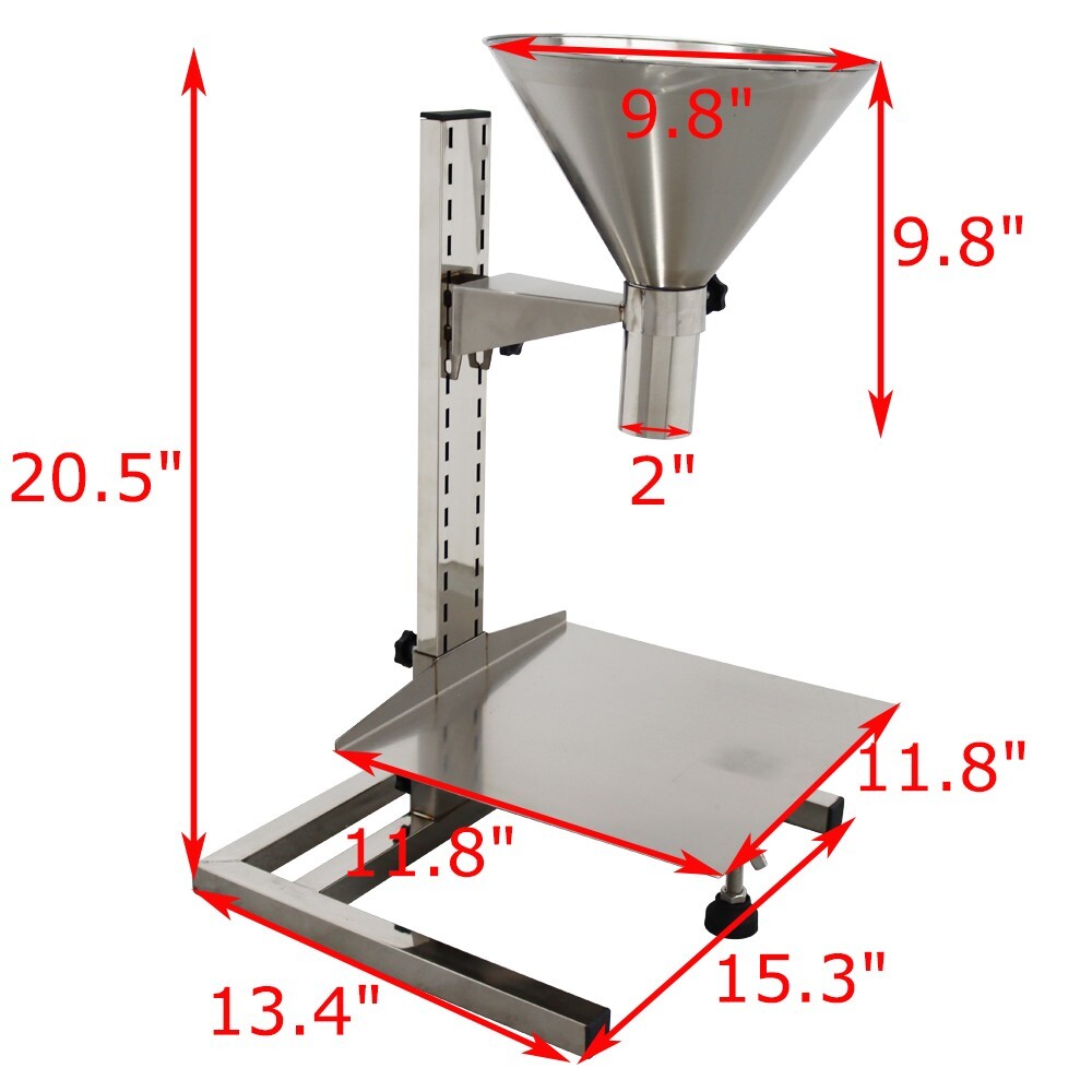 5cm Stainless Steel Manual Feeding Hopper with Support Stand Packaging Tool