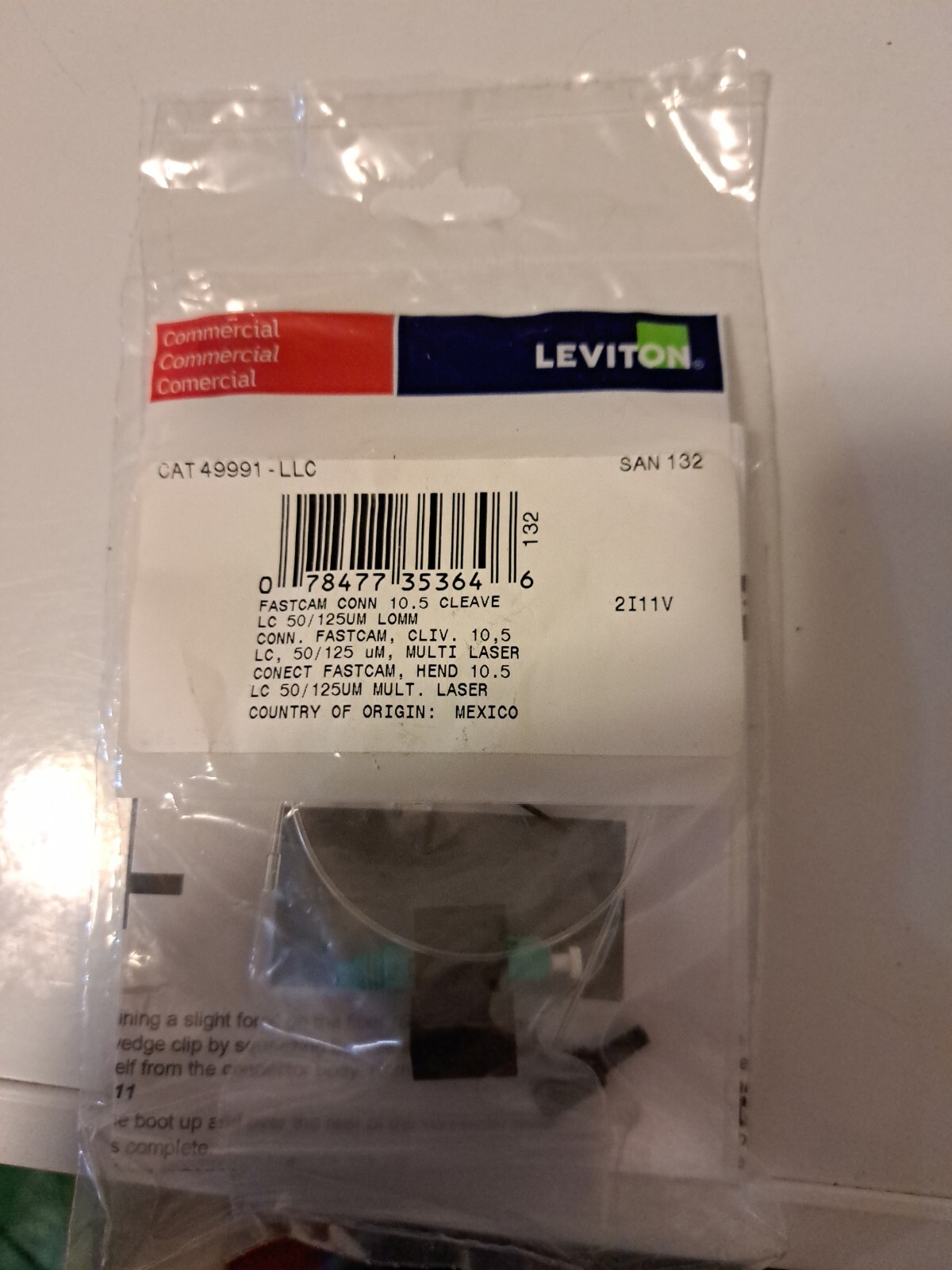Leviton 49991-LLC Fiber Optic Connector – Blue 10.5 Cleave Pack Of 8