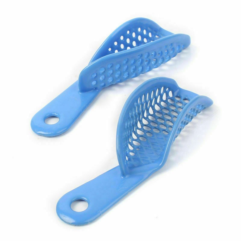 Dental Autoclavable Plastic Steel Impression Trays Denture Blue L/M/S/Q/A Opt