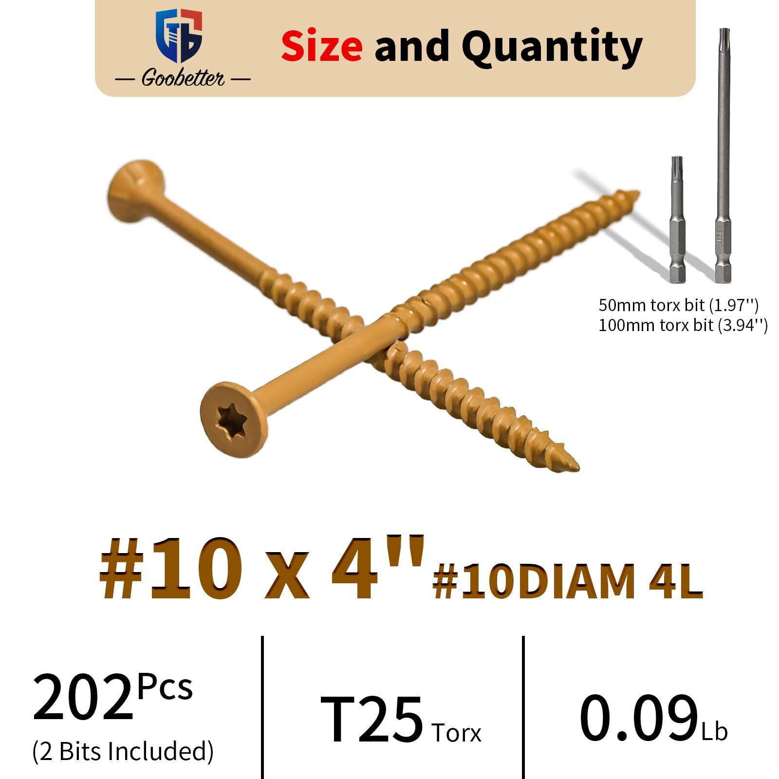 #8 #9 #10 Deck Screws T25 Torx Drive Self Tapping Wood Decking Fencing Screws US