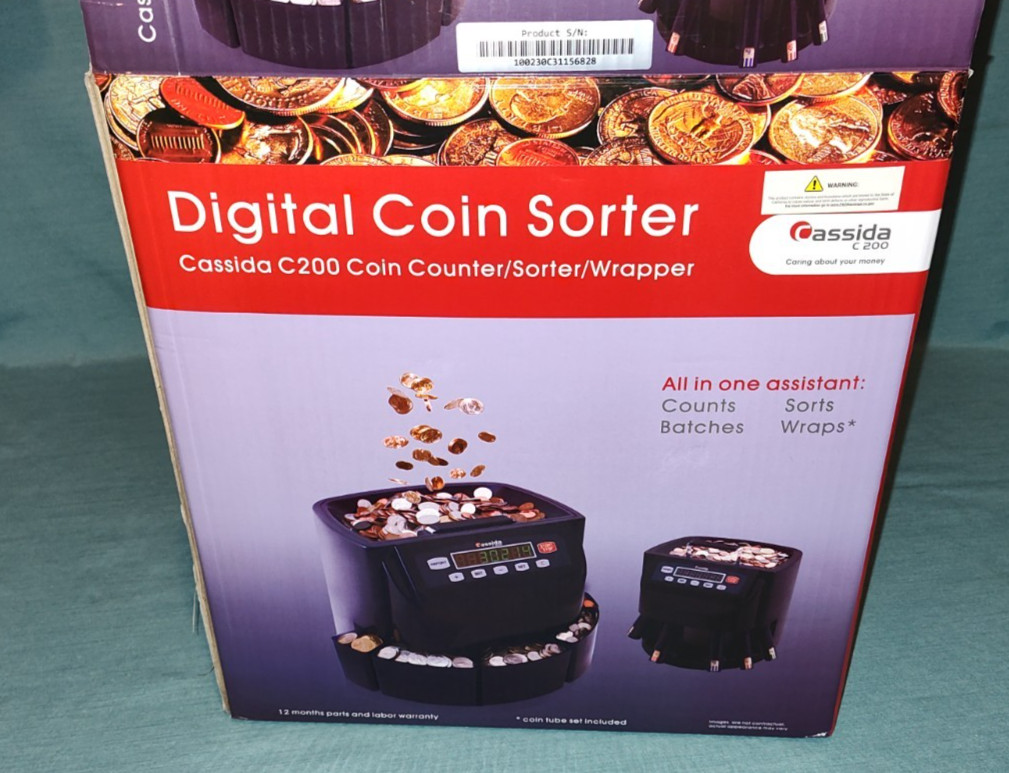 Cassida C200 C-200 Digital Coin Sorter USED EXCELLENT In Box w Coin Rolls Money