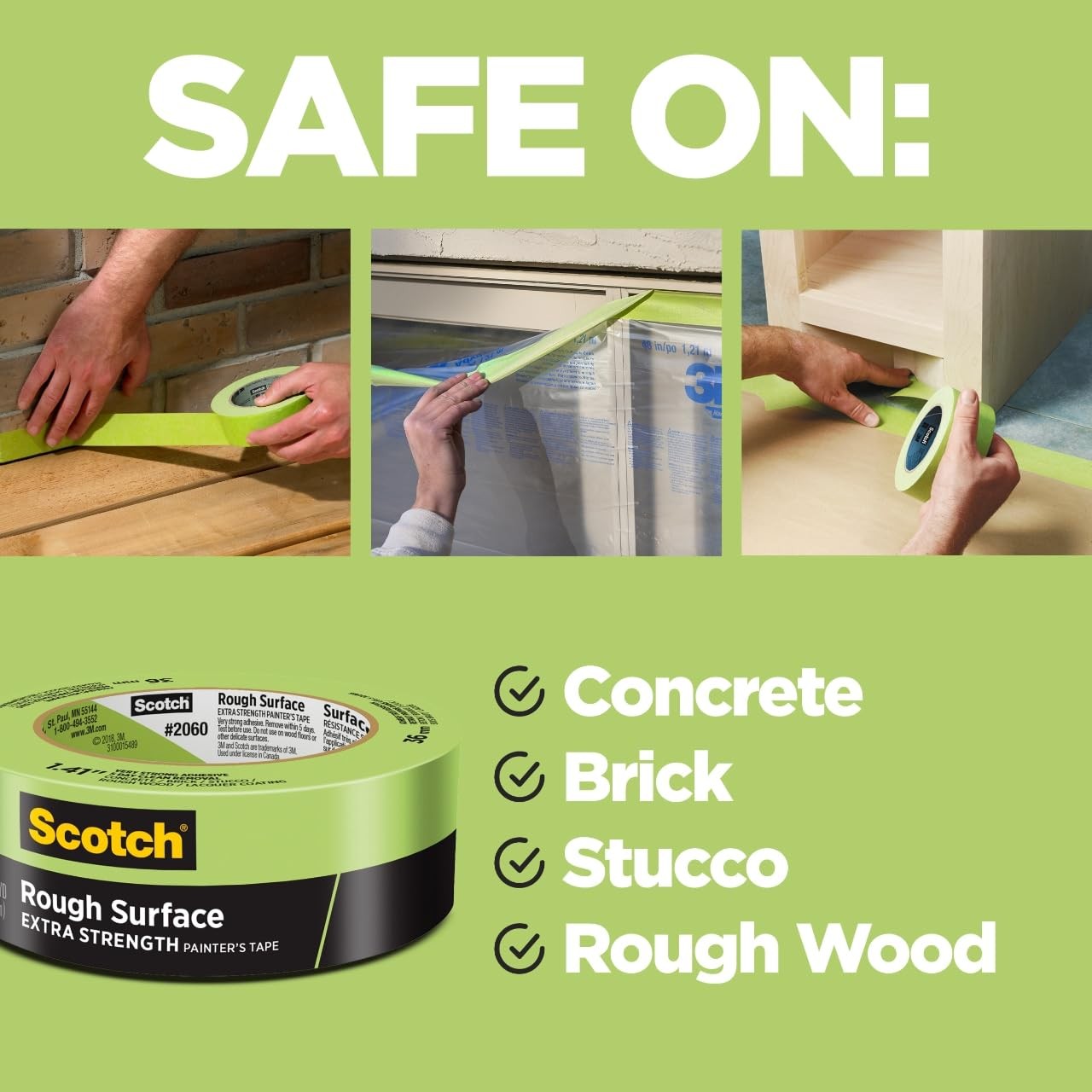 Scotch Green Painter’s Tape Extra Strength for Rough Surfaces 60 Yards