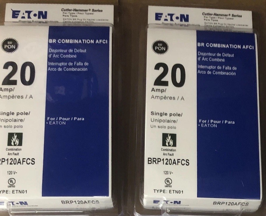 Eaton 20-amp 1-Pole Afci Plug-on Neutral Circuit Breaker BRP120AFCS 2-Pack New