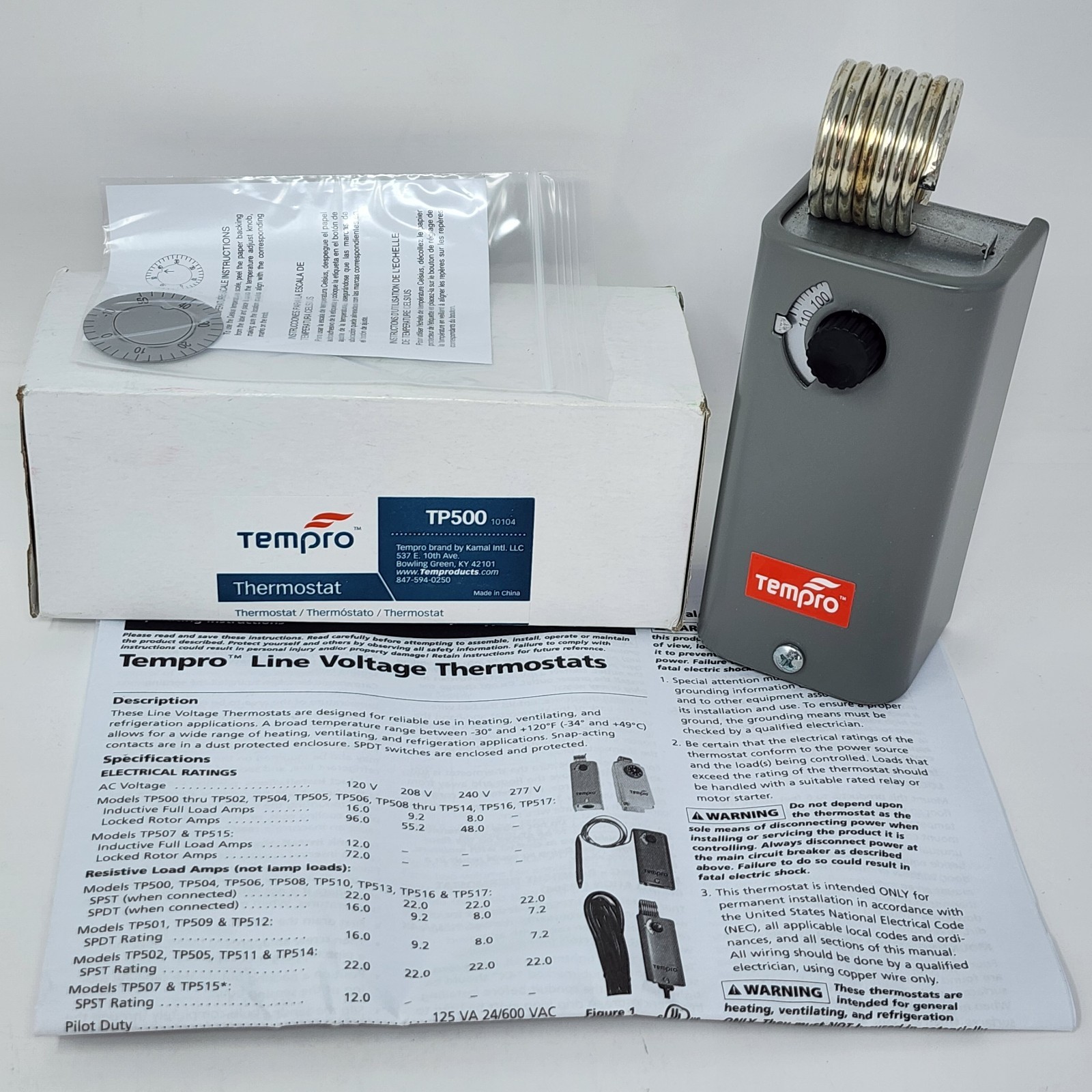 Tempro TP500 Thermostat Heat & Cool Single Stage SPDT 30°-110°F