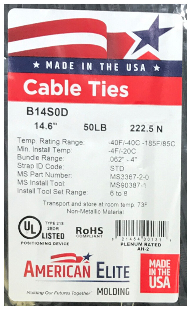 (500) Black 14″ Inch Nylon Cable Wire Wrap Zip Ties 50 LBS UV Resistant – USA
