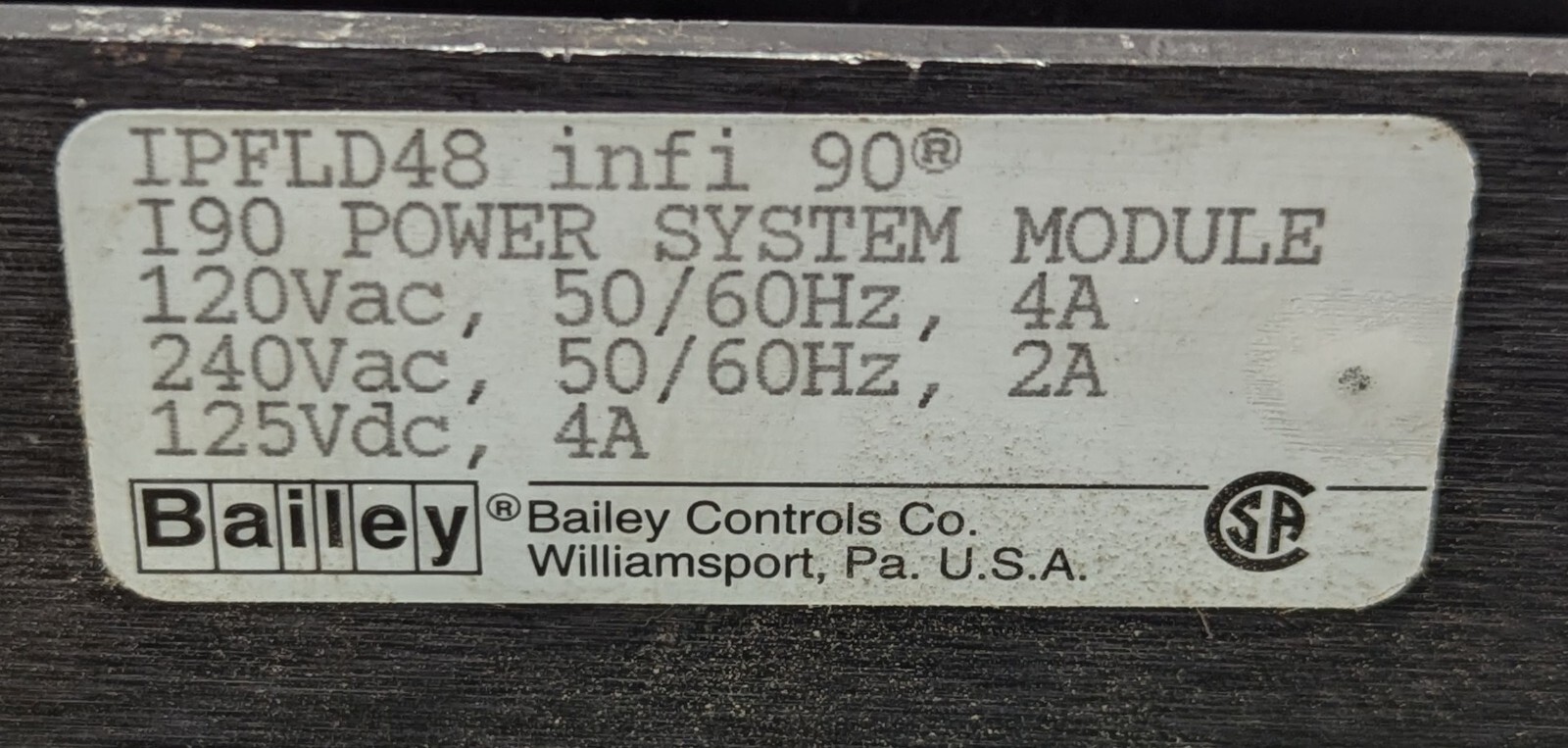 ABB Bailey IPFLD48 infi 90 I90 Power System Module 120/240Vac 125VDC – Blue Cap