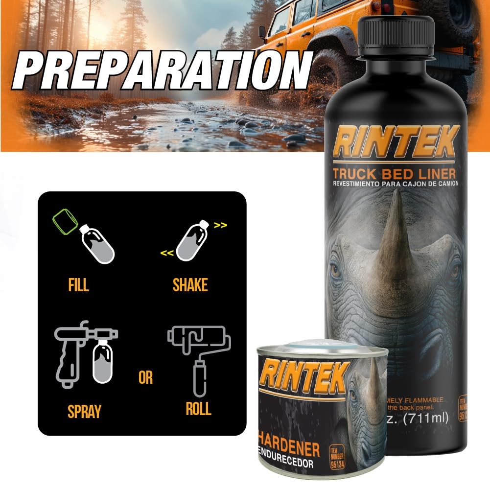 LAUCO Rintek Urethane Spray 8 Quart Kit Black Bedliner Coating, Heavy-Duty