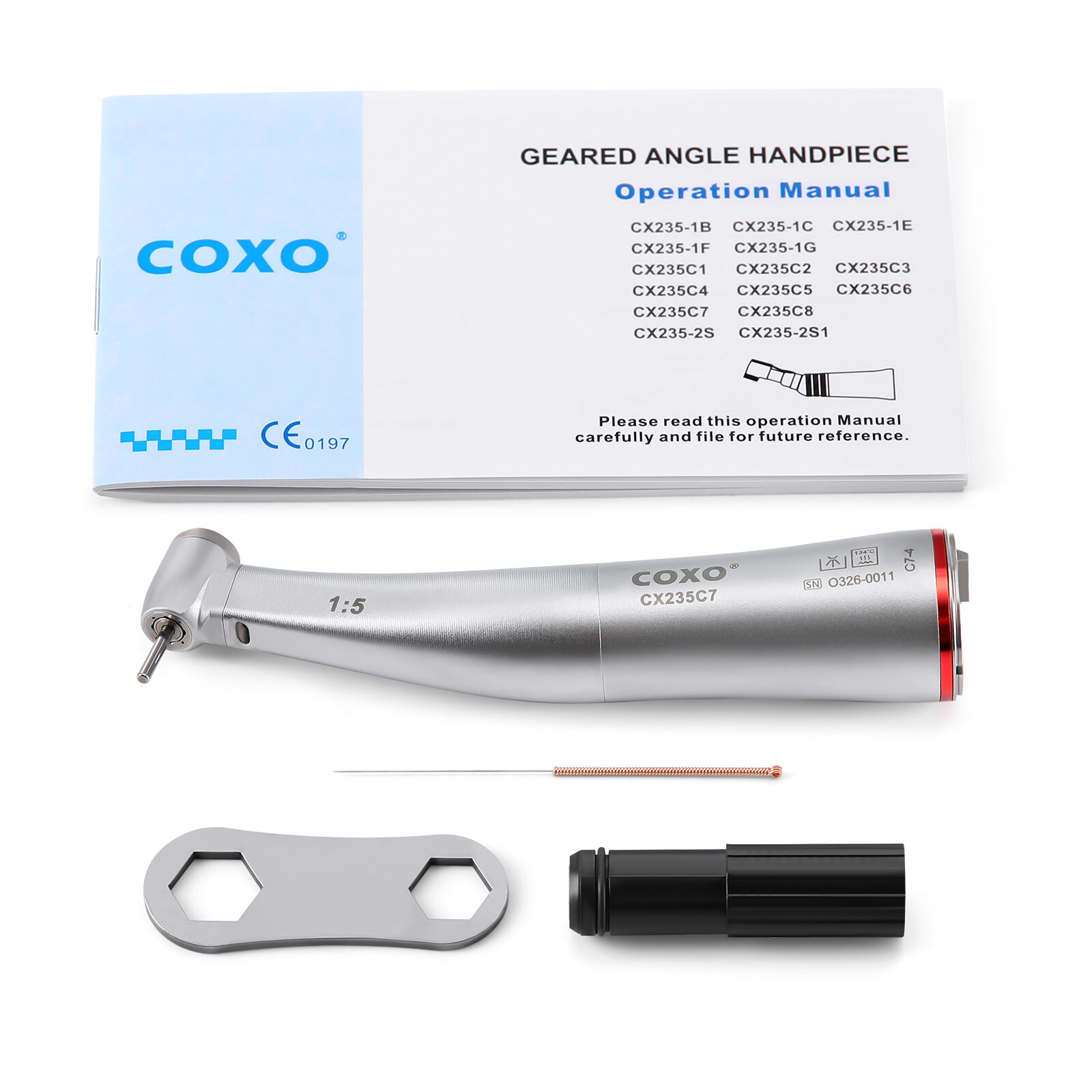 COXO Dental Head Handpiece 1:5/1:4.2 Contra Speed Electric W/Fiber Spray FG burs