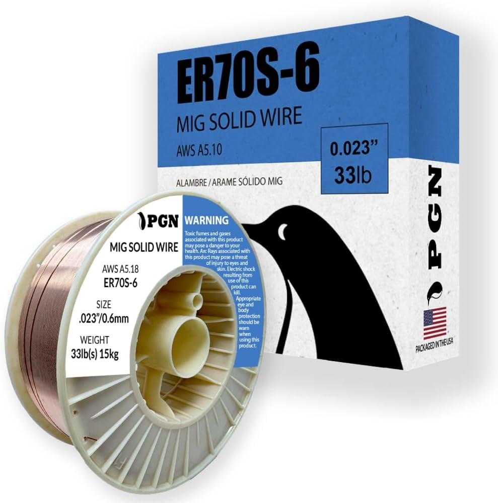 PGN Solid MIG Welding Wire – ER70S-6 .035 Inch, 33 Pound Spool – Mild Steel MIG