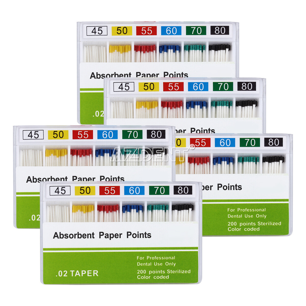5Box AZDENT Dental EODO Absorbent Paper Points 45 -80# 0.02 Root Endodontics