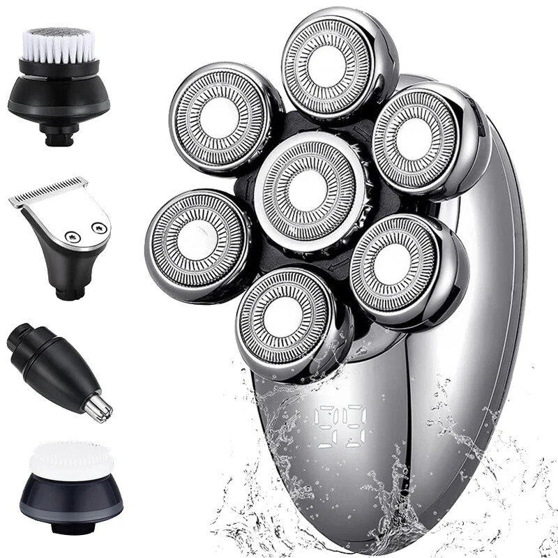 5-in-1 Rotary Electric Shaver 7D Rechargeable Bald Head Hair Beard Trimmer Razor