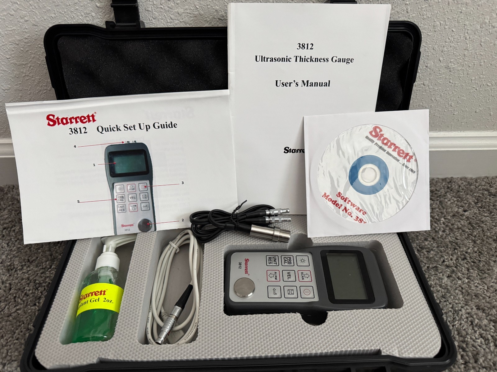 Starrett 3812 Ultrasonic Thickness Gauge in case