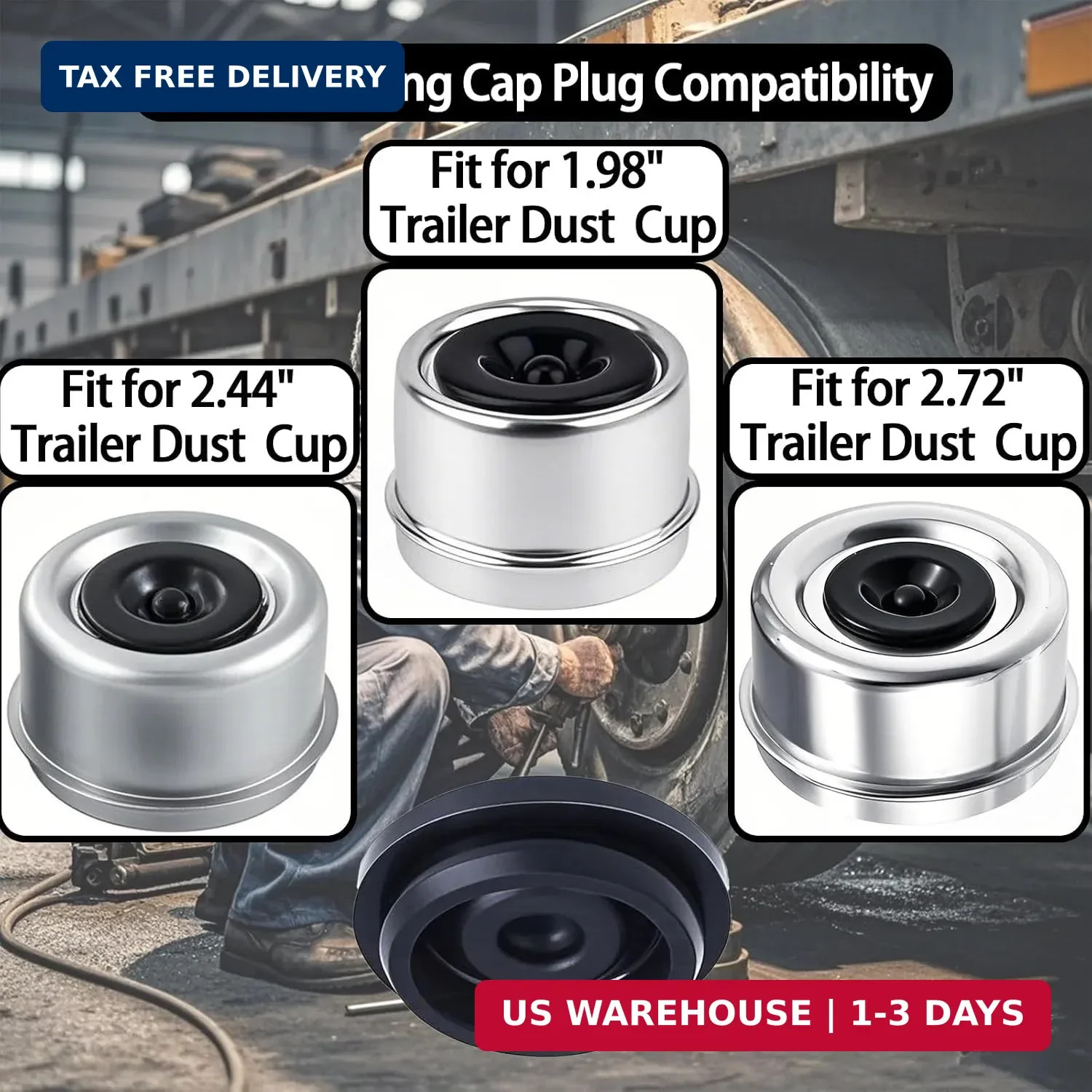Trailer Hub Cap Plugs, Grease Rubber Plugs for 1.98″/2.44″/2.72″ Trailer Axle Ca