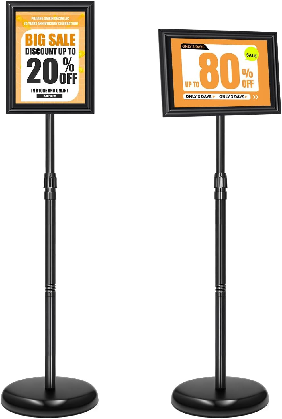 2 Pack Sign Holder Stand 8.5X11 Inch, Height Adjustable Floor Standing Signage S