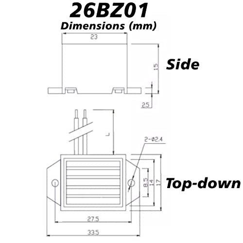 8 Pack 85dB Buzzer 3-6V DC with Wire Leads, 1.31″ x 0.70″ x 0.60″, Black