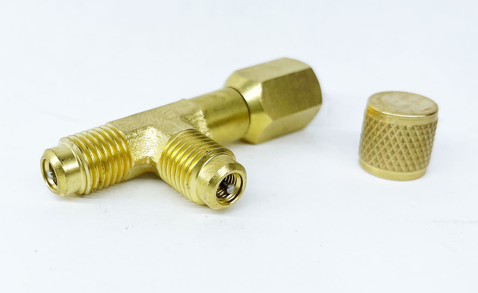 Refrigerant Quick Coupler Access Tee Split Connector 1/4» Valves Core Adapter