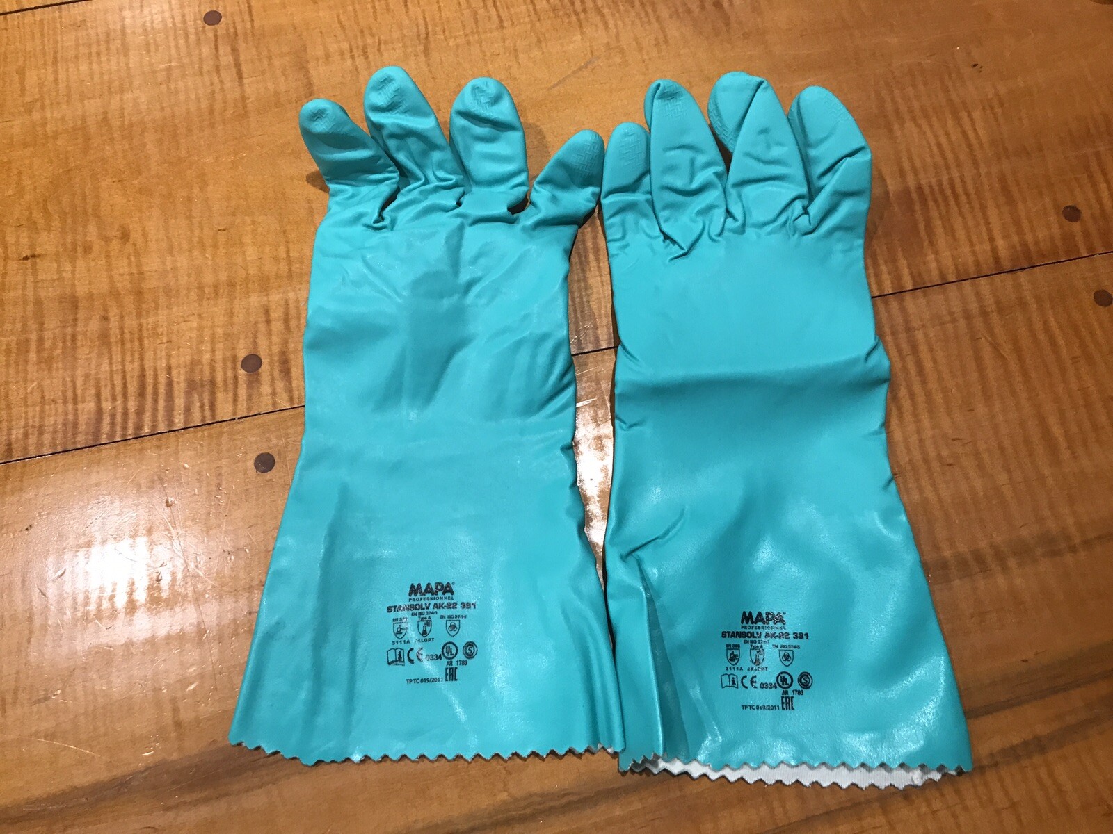 1 Pair Nitrile Lined Gloves Furniture Stripping Stansolv AK-22 381 MAPA Sz 10