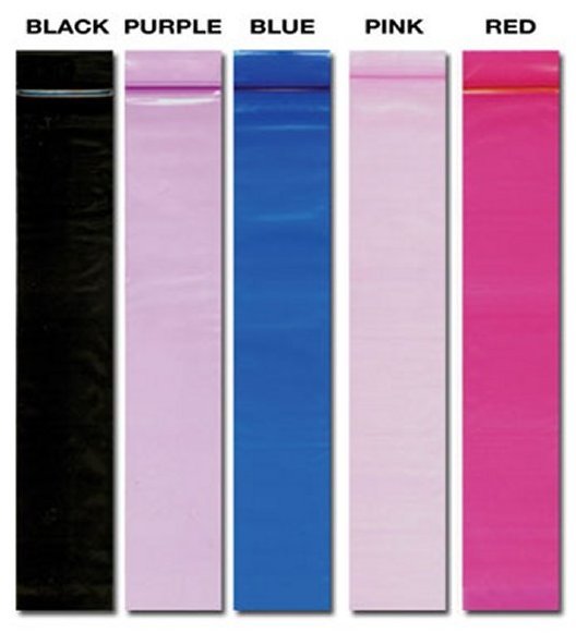 100 2″x12″ BLACK BLUE PURPLE GREEN RED PINK ORANGE MIX INCENSE ZIP BAGS