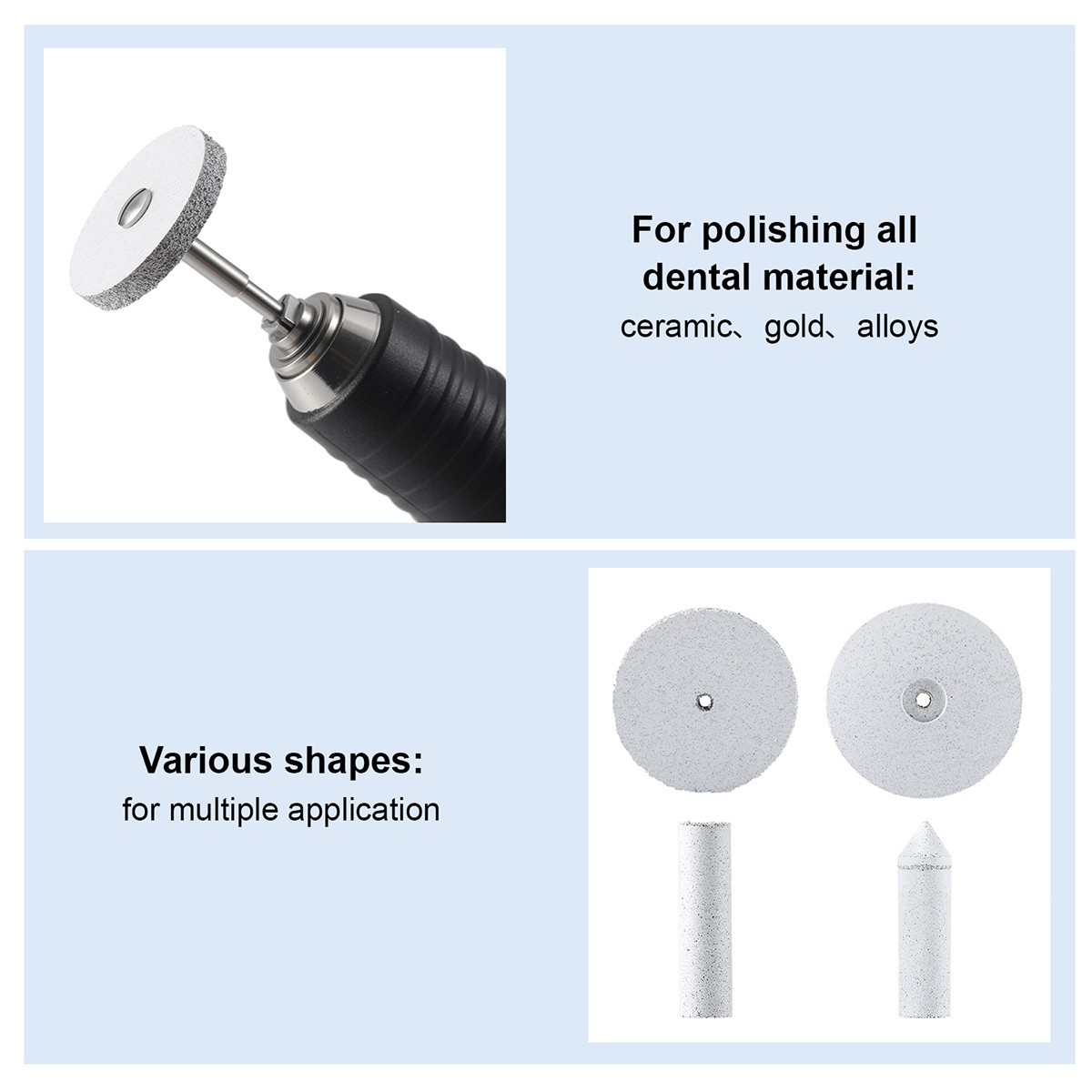20 pcs +2 mandrel AZDENT Dental Silicone Rubber Polishing Wheels Point Polisher