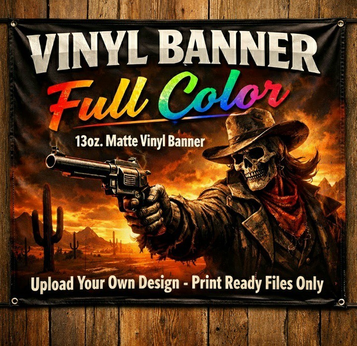 144″ x 36″ Design Ready Files Only* Vinyl Banner-Premium 13oz Matte -Grommets