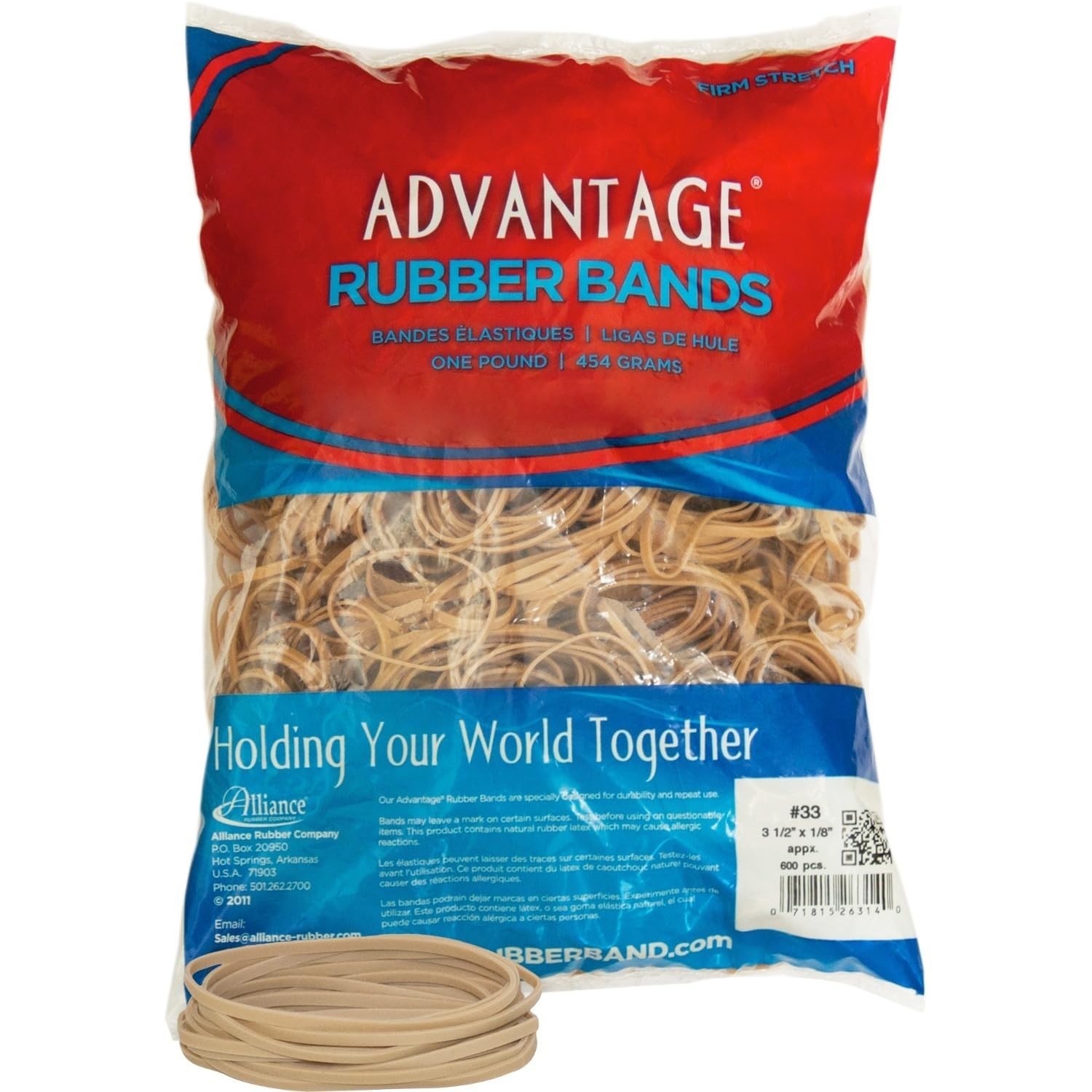 Alliance Rubber 26334 Advantage Rubber Bands Size #33, 1 lb Bag Contains Appr…