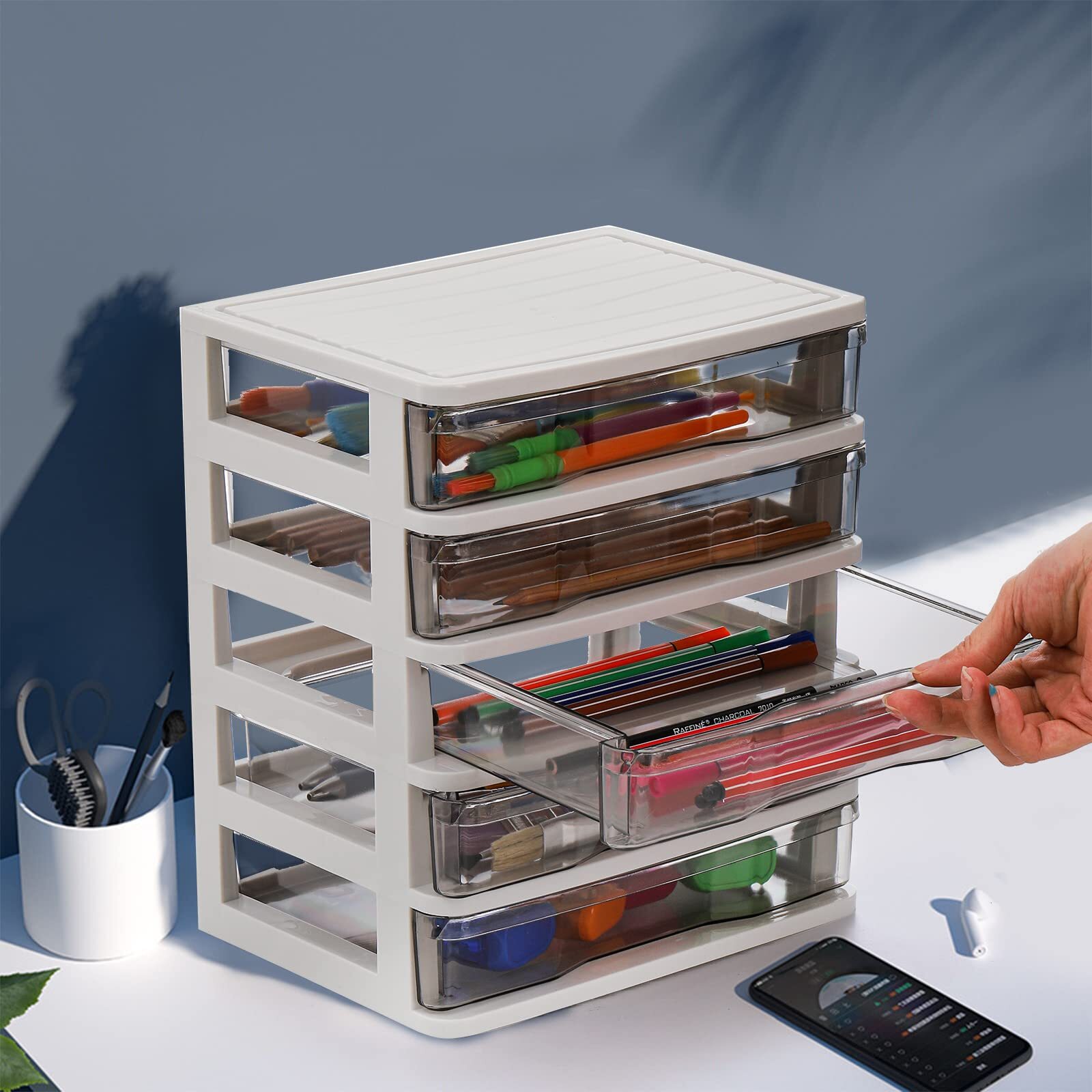 Small Storage Bin Plastic Organizer Storage Bin Container With Drawers For Desk