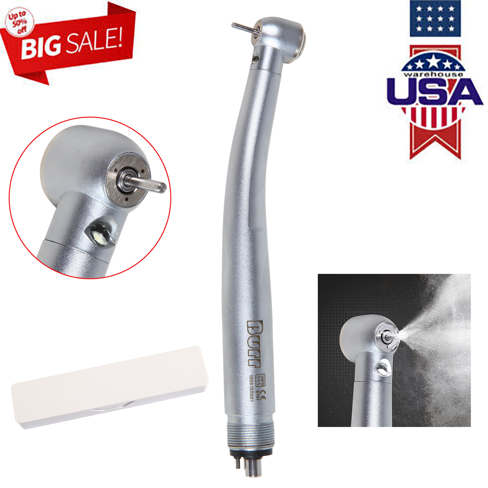 NSK Style Dental Fiber Optic LED E-generator High Speed Handpiece Turbine 4 HOLE