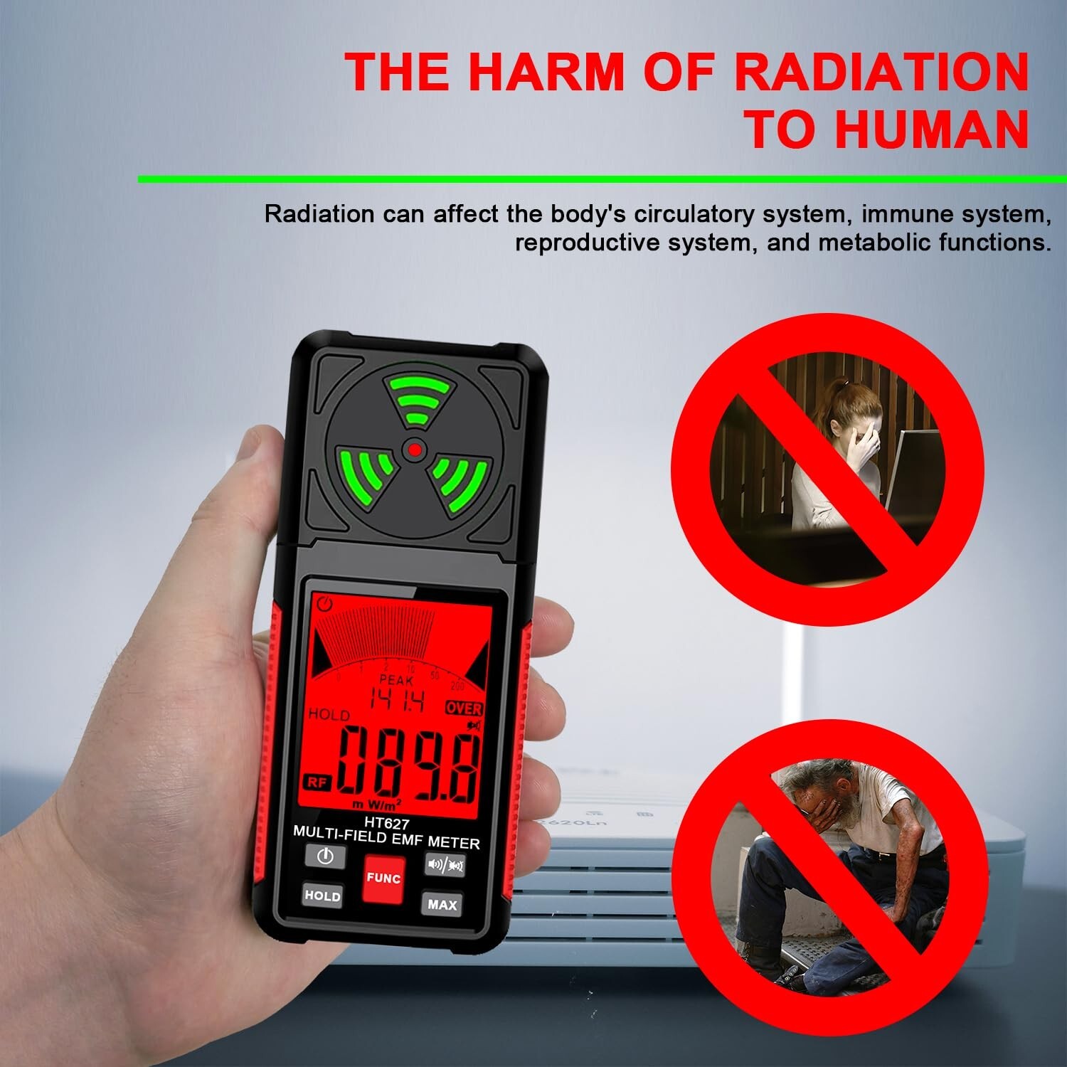 EMF Meter, 3-in-1 Electromagnetic Field Radiation Detector for EF RF MF