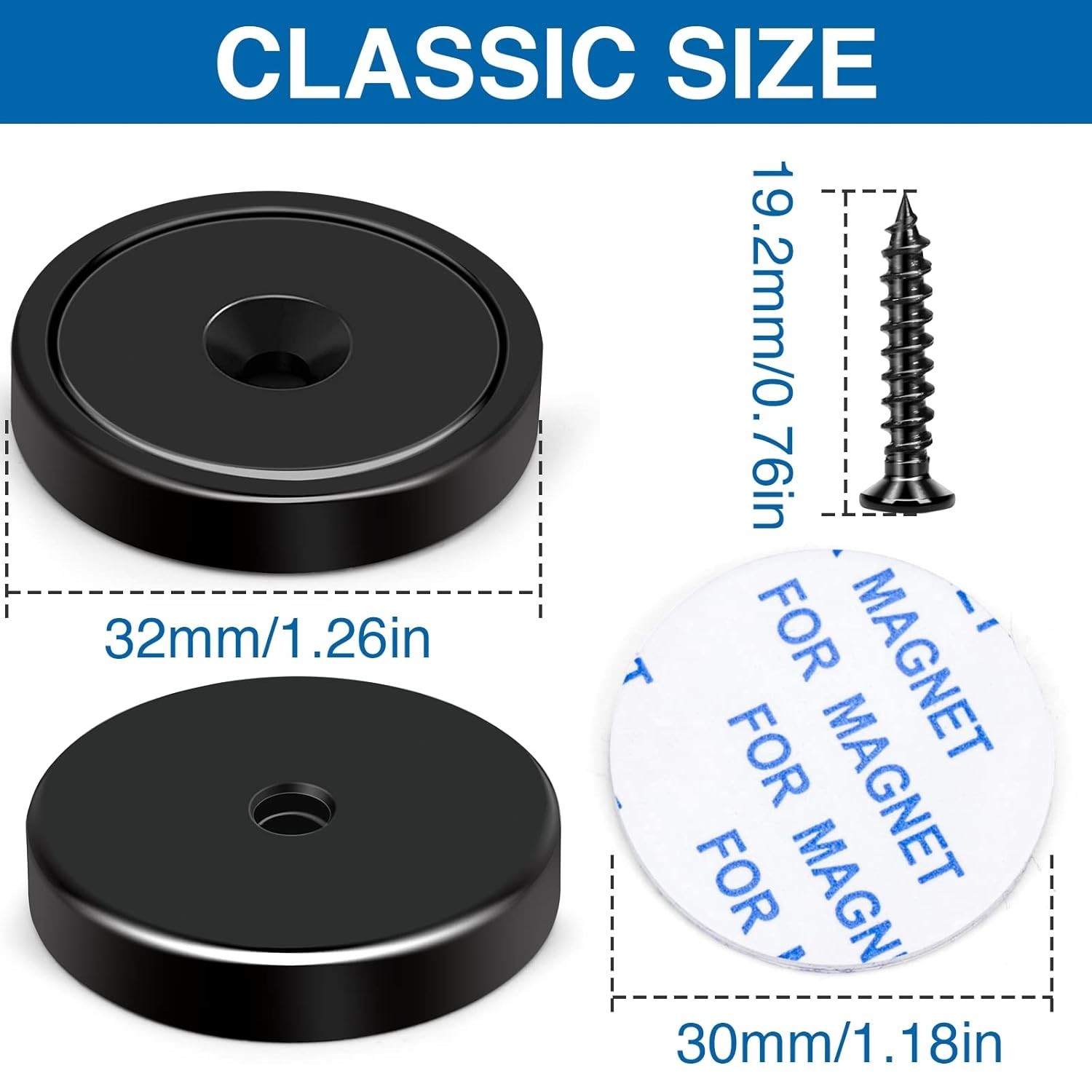 Neodymium Cup Magnets 110lb Waterproof Strong Wall Mount Magnets Pack of 6