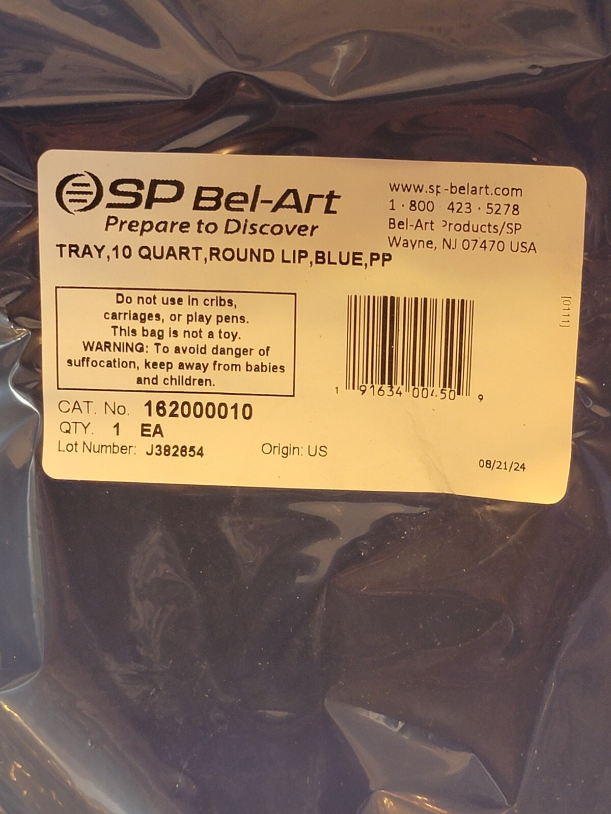 Sp Bel-Art F16200-0010 Tray,Multipurpose,Round Lip. 21TR12