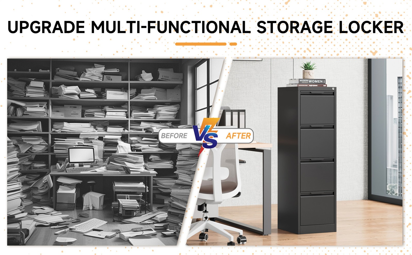 4 Drawer File Cabinet with Lock Metal Vertical Filing Cabinet for Home Office