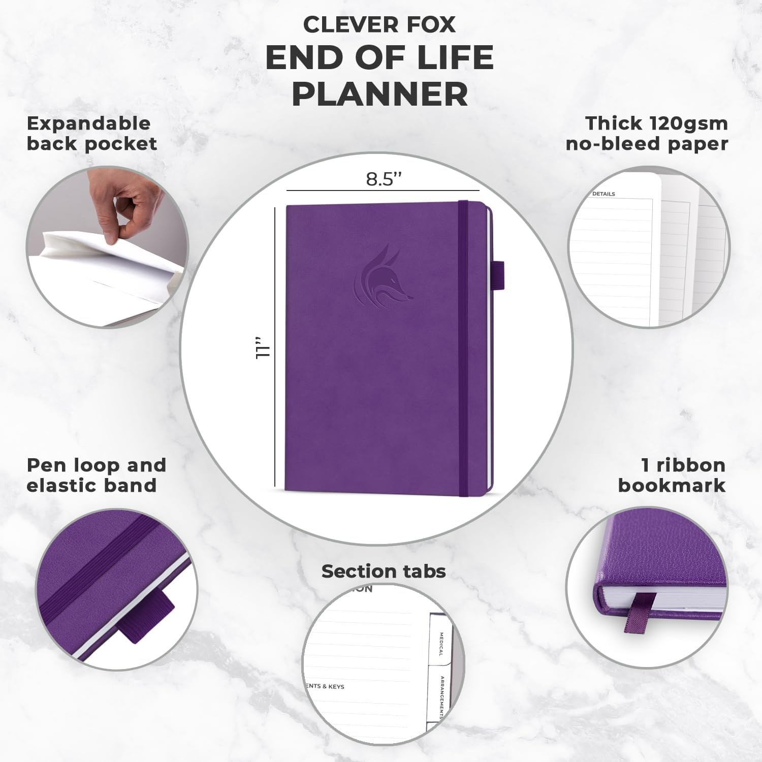 End of Life Planner 8.5”x11” in Purple | Comprehensive Final Arrangements Binder