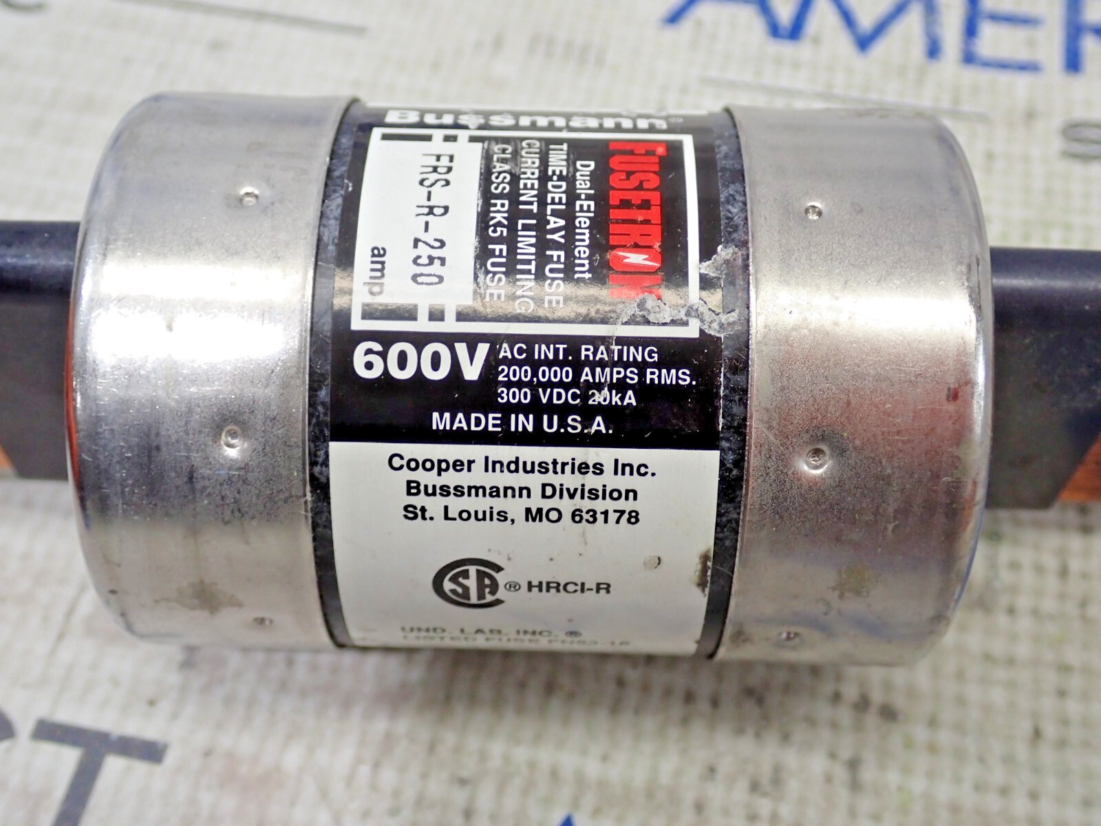 Bussman Fusetron FRS-R-250 250A 600V Time Delay RK5 Long Stab Fuse