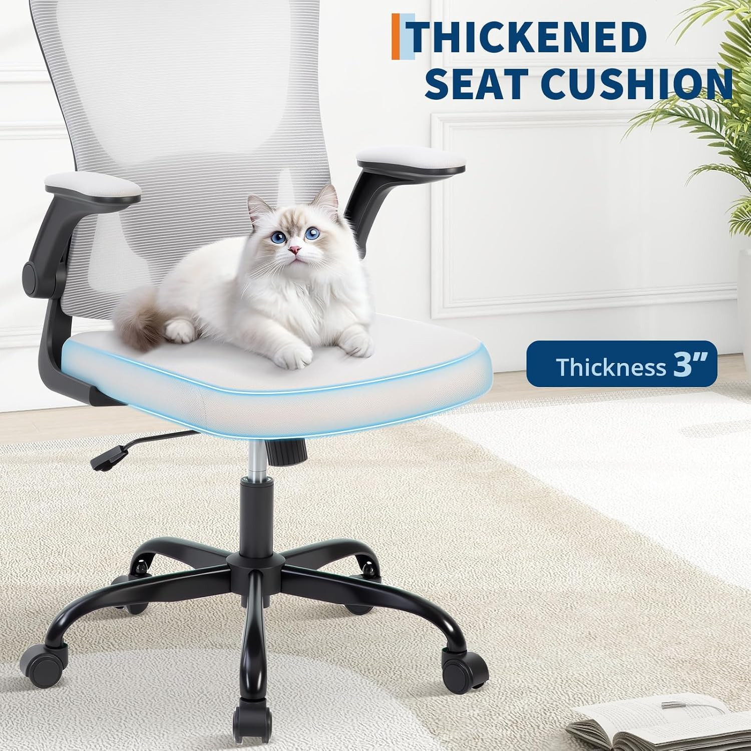 Ergonomic Mesh Office Chair 350Lbs with Adjustable Lumbar Support & Wheels
