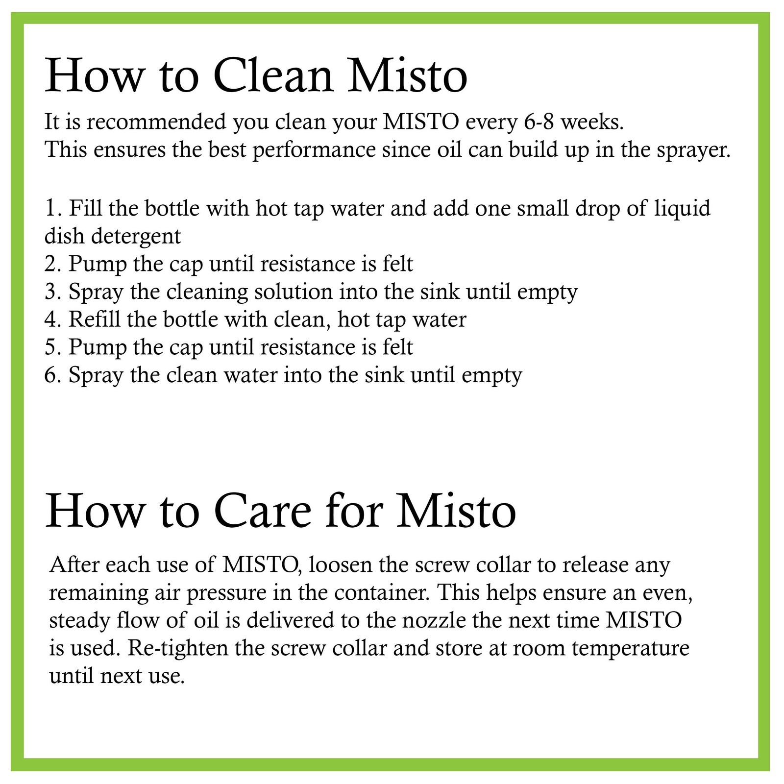 Misto Oil Sprayer, Frosted Glass, 7.75 Inch 3.2 Ounces, Glass