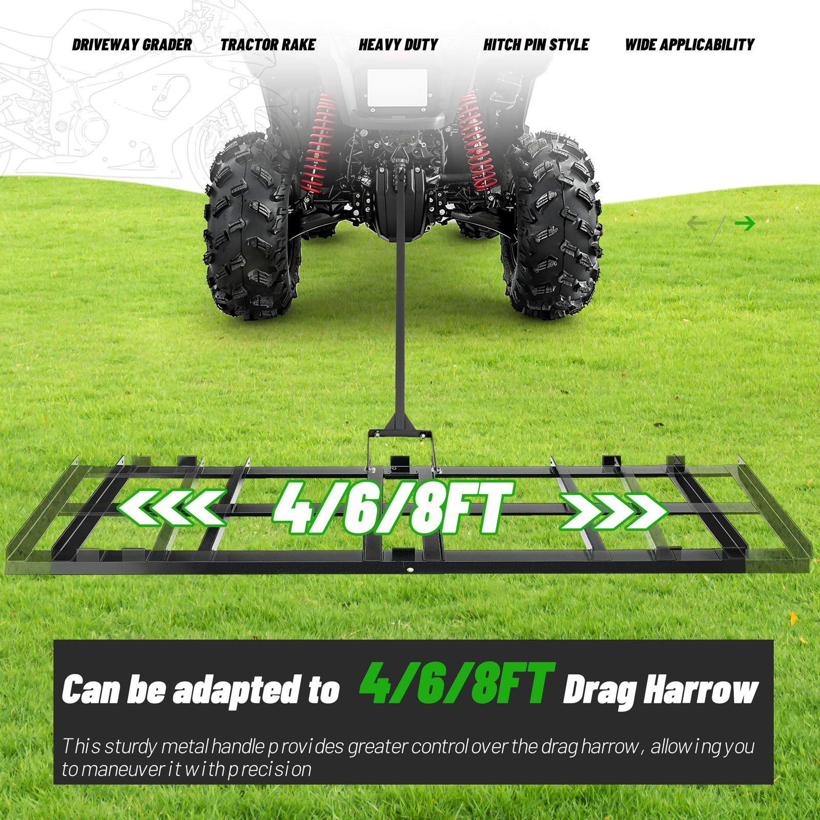Black Tow Behind Drag Handle Attachment For Drag Harrow Driveway Grader